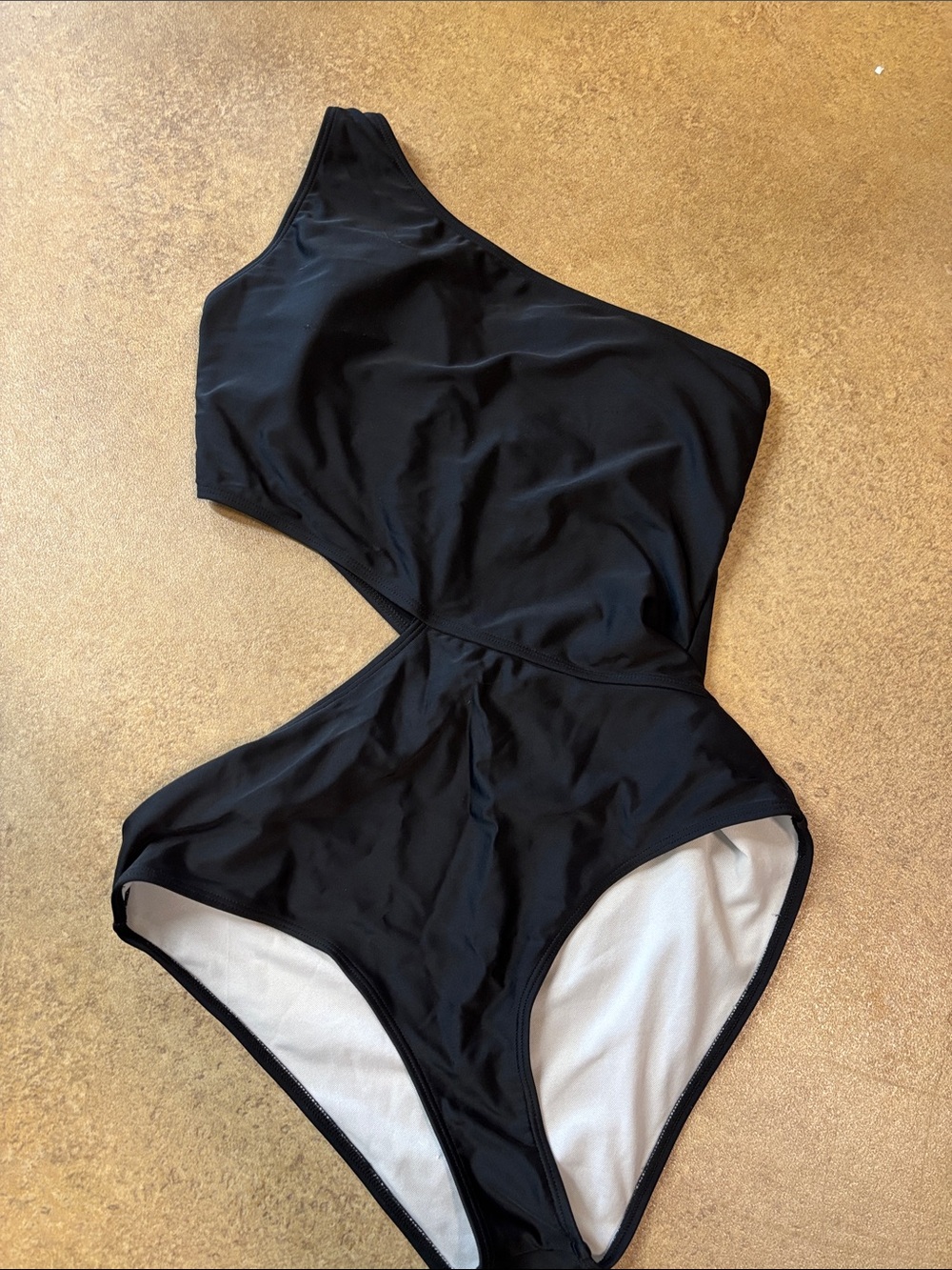 One-Shoulder Black Cutout One-Piece Swimsuit